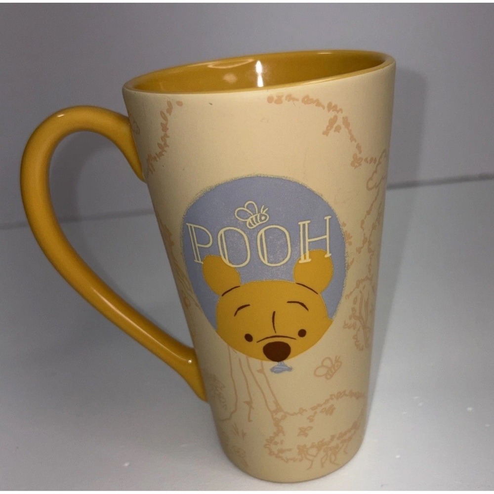 Disney Winnie the Pooh 16 Oz Mug Hanging On Ballon Yellow Tall CoffeeTea -RARE